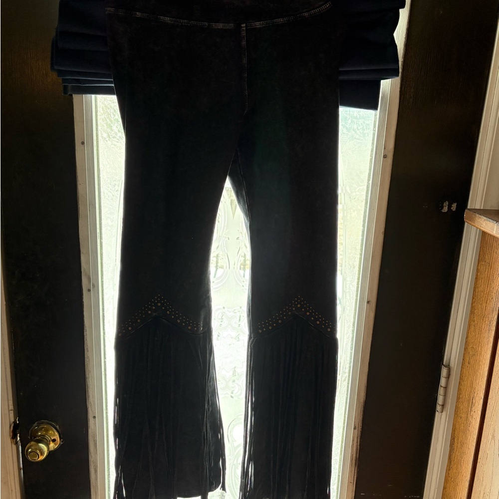 PartyLite Black Fringe Women's Flare Pants